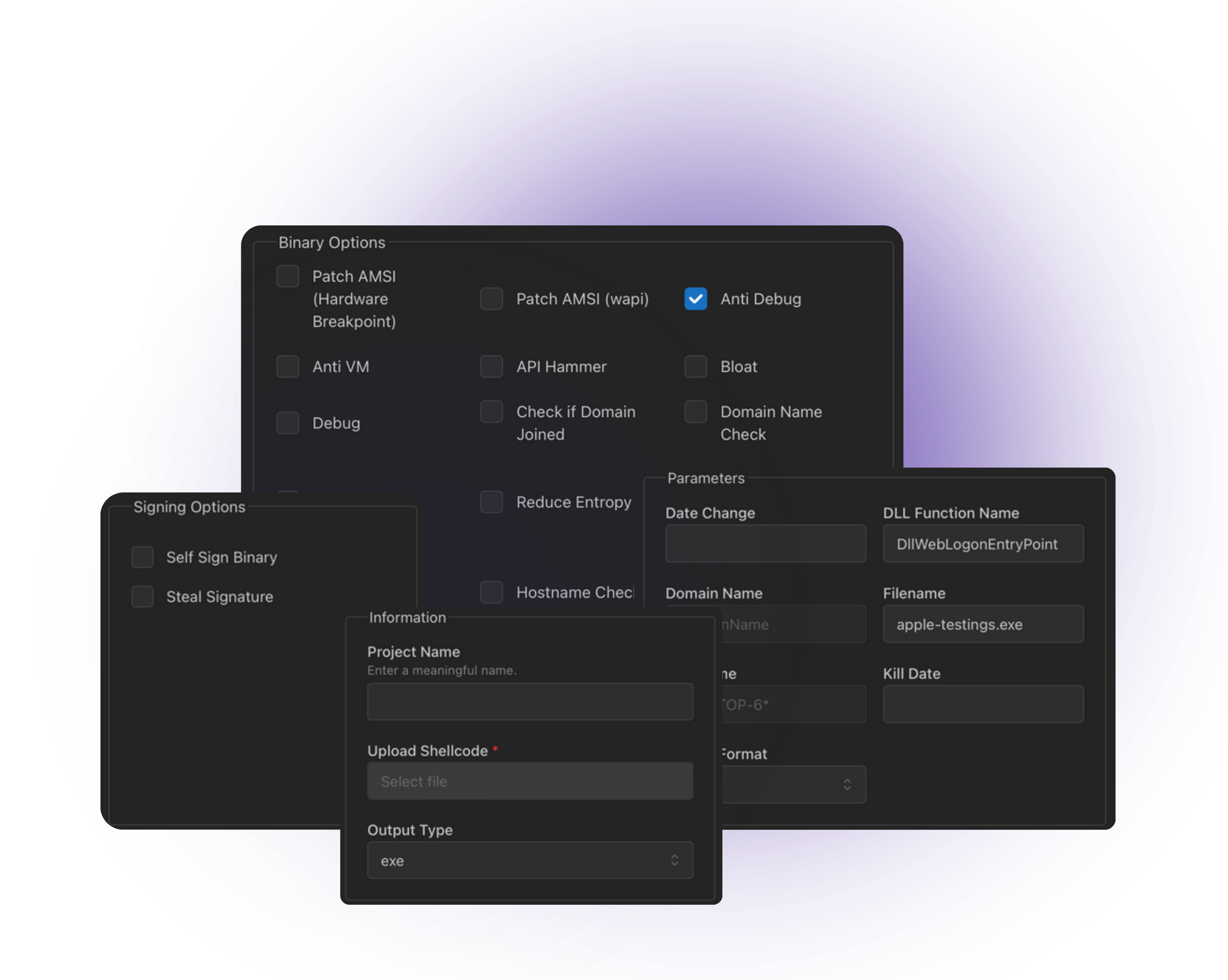 Customization options on EvadeX